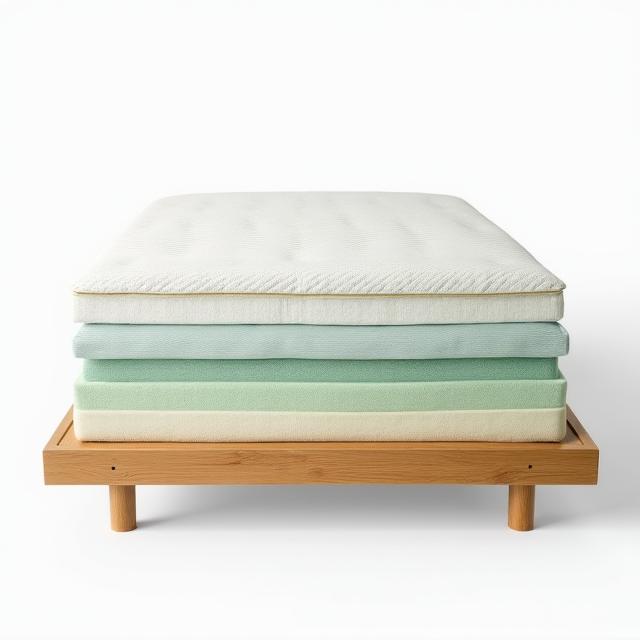 Illustration of mattress foam layers and natural materials